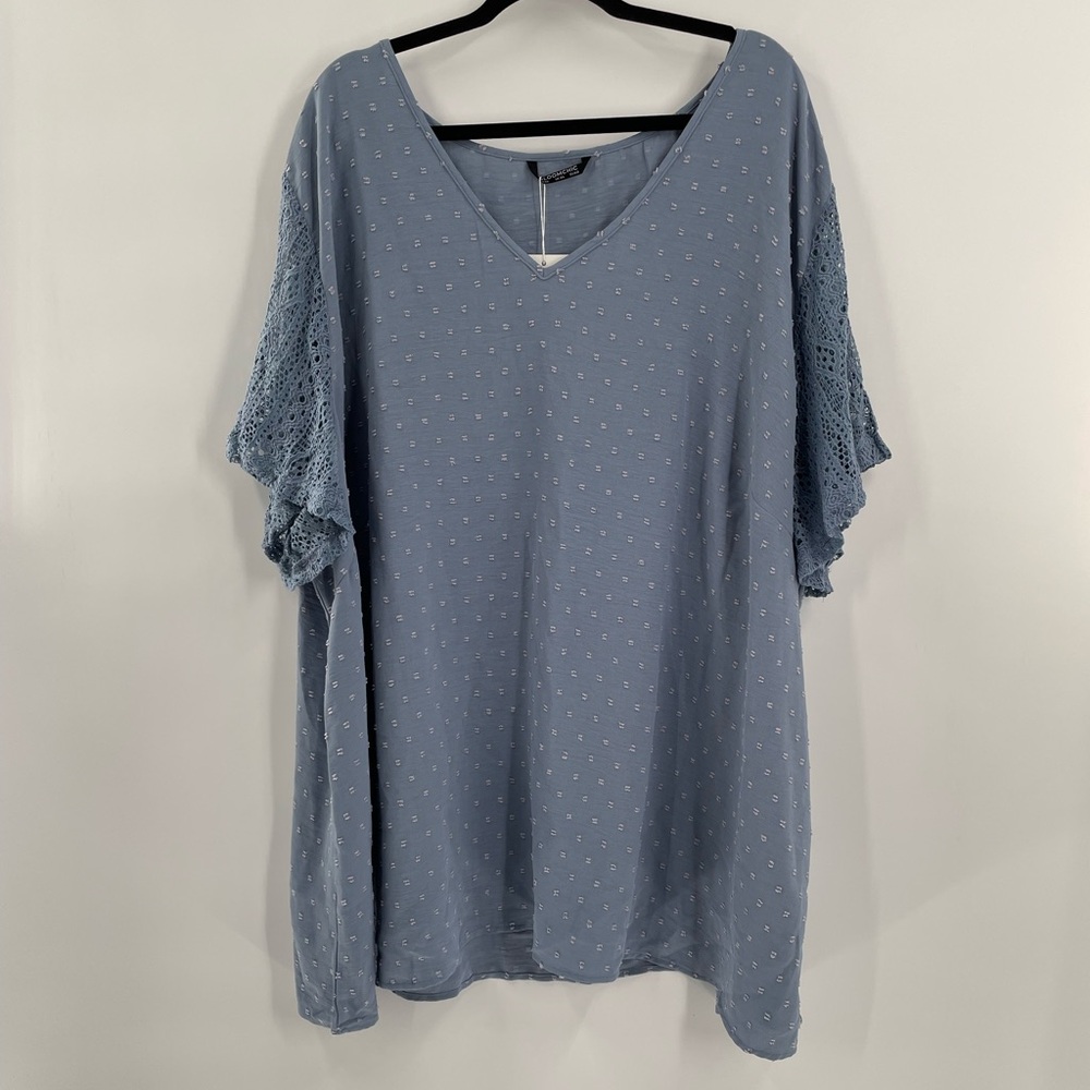 Bloomchic Light Blue Crochet Sleeve Blouse 30/6X